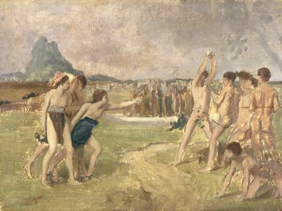 Study for The Young Spartans Exercising, 1860-61 körül (olaj, papír, a panelre szerelve) (lásd: 3354) alkotó: Edgar Degas