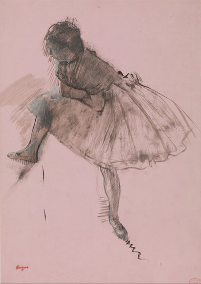 Tanulmány egy balett-táncosról recto, Két tanulmány táncosokról verso, kb. 1873. alkotó: Edgar Degas