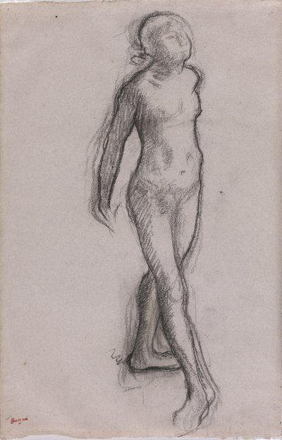 Tanulmány egy akttáncosról, 1878-79 körül (faszén és fekete marker a papíron) alkotó: Edgar Degas