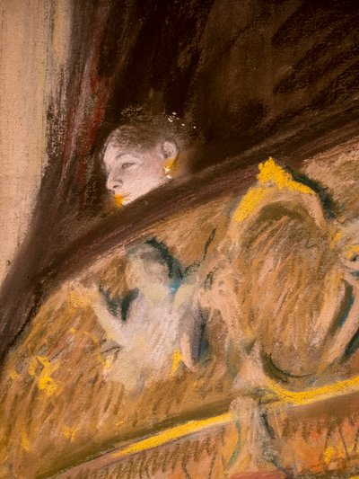 Tanulmány egy páholyról a színházban (részlet). 1880. Pasztell és olaj, karton maroufle, vászon. alkotó: Edgar Degas