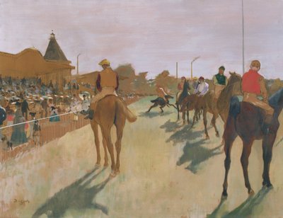 The Parade, avagy Versenylovak a lelátók előtt, 1866-68 körül (olaj, papír) alkotó: Edgar Degas
