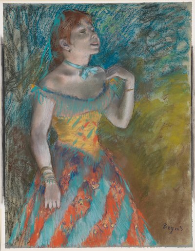 Az énekesnő zöldben alkotó: Edgar Degas
