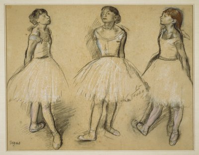 Három tanulmány egy táncosról a negyedik pozícióban alkotó: Edgar Degas