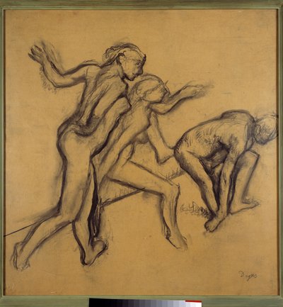 Három meztelen táncos Edgar Degas (1834-1917) rajza krétával és szénnel 1900 kb. Homályos. 0,89 x 0,88 m Párizs. Louvre múzeum alkotó: Edgar Degas