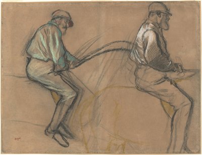Két tanulmány egy zsokéról, c. 1884. alkotó: Edgar Degas