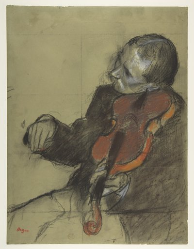 Hegedűs, tanulmány a „Tánclecke” című műhöz alkotó: Edgar Degas