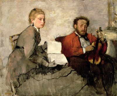 Hegedűművész és fiatal nő, 1871 körül (olaj és zsírkréta, vászon) alkotó: Edgar Degas