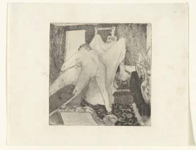Nő kiszáll a fürdőből, és törölközőt kap a nőtől La Sortie du Bain alkotó: Edgar Degas