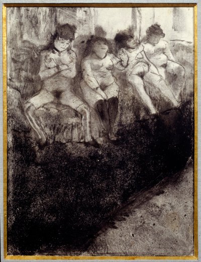 Várakozás a második verzióra. Egy bordélyban prostituáltak várják az ügyfeleket. Edgar Degas festménye alkotó: Edgar Degas