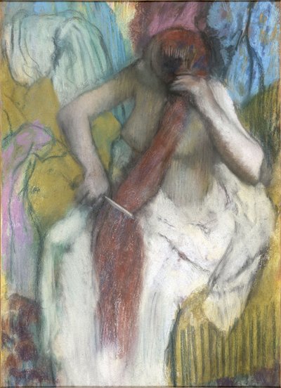 Haját fésülködő nő alkotó: Edgar Degas