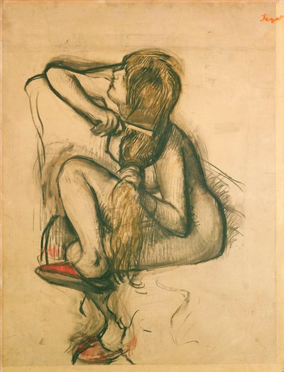 Haját fésülködő nő alkotó: Edgar Degas