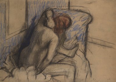Haját szárító nő, 1902 körül (szén és pasztell) alkotó: Edgar Degas