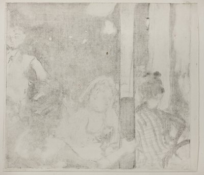 Nők egy kávézó előtt, este, 1877 körül (monotípia rokon elefántcsont szőtt papíron) alkotó: Edgar Degas