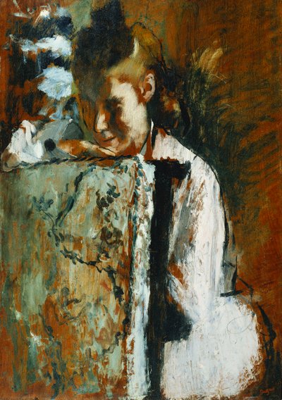 Fiatal, Lány, Ülés Fiatal lány ül egy fotel támlájára támaszkodva, 1889 körül alkotó: Edgar Degas