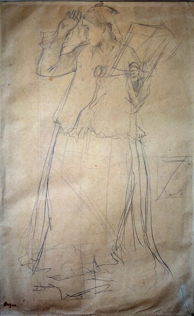 Fiatal nő éneklő rajz az ólombányában, Edgar Degas (1834-1917) 19. századi Párizs, Louvre Múzeum alkotó: Edgar Degas