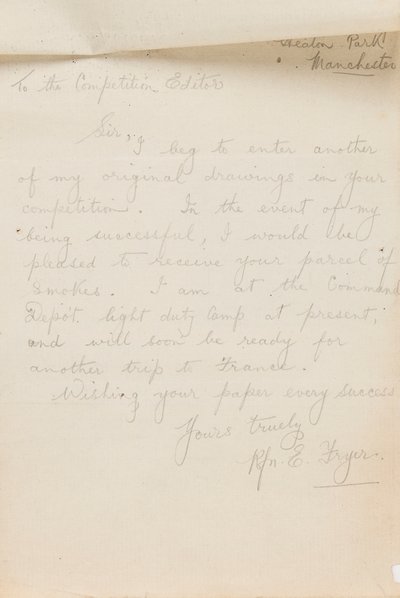 Levél egy újság versenyszerkesztőjének, 1917 alkotó: Edgar Fryer