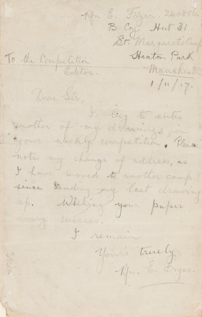Levél egy újság versenyszerkesztőjének, 1917. november 1 alkotó: Edgar Fryer