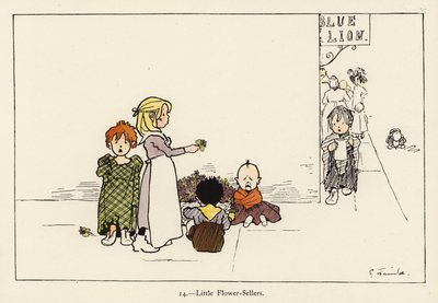 Kis virágárusok (színes litó) alkotó: Edith Farmiloe