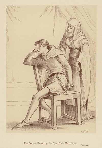 Prudence igyekszik megvigasztalni Melibeust (litho) alkotó: Edith Scannell