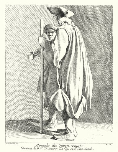 Vak ember a Quinze-Vingts Kórházból (metszet) alkotó: Edmé (after) Bouchardon