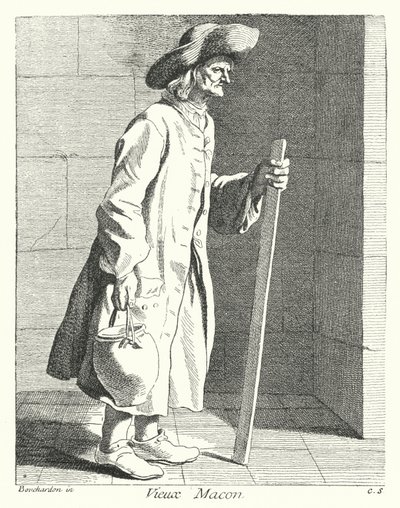 Öreg kőműves (metszet) alkotó: Edmé (after) Bouchardon
