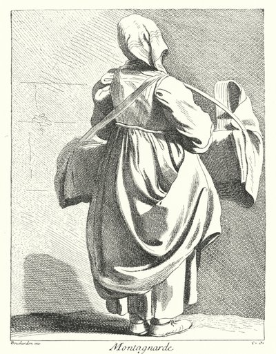 Nő a hegyekből (metszet) alkotó: Edmé (after) Bouchardon