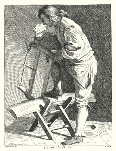 Fafűrészgép (metszet) alkotó: Edmé (after) Bouchardon