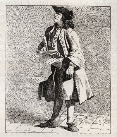 A számnyertesek kiáltója (Loto) - Petity metier de Paris (Tanulmányok az alsó népről, avagy Párizs válságáról) - Edme Bouchardon (1698-1762) metszet alkotó: Edmé Bouchardon