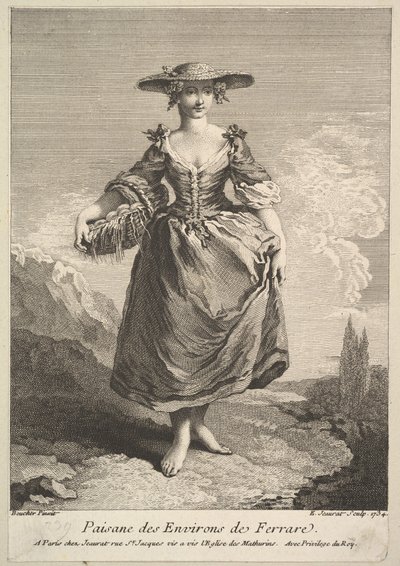 Parasztasszony Ferrara környékéről, 1734. alkotó: Edme Jeaurat