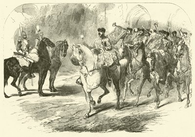 A Lóőrök zenekara (metszet) alkotó: Edmond (after) Morin
