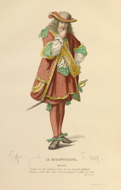 Alceste szerepének jelmeze, 1868 körül (metszet) alkotó: Edmond Aime Florentin Geffroy
