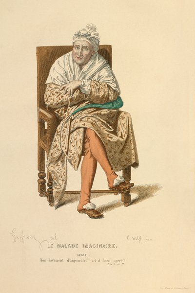 Argan szerepének jelmeze, 1868 körül (metszet) alkotó: Edmond Aime Florentin Geffroy
