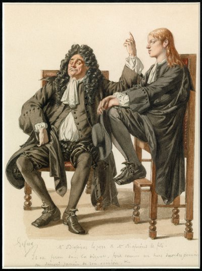 Monsieur Diafoirus pere et fils portréja, 1870 körül (akvarell) alkotó: Edmond Aime Florentin Geffroy