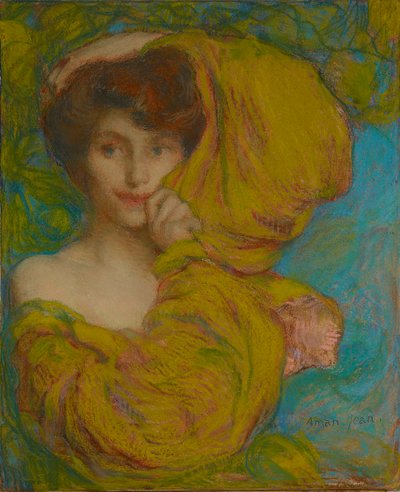 Fiatal nő sárga sállal, c. 1900. alkotó: Edmond-François Aman-Jean