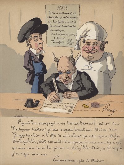 Egy polgármester közleményt ír (színes litó) alkotó: Edmond Lavrate