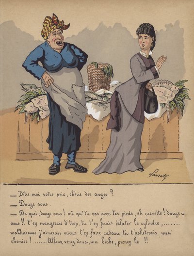 Beszélgetés egy halkereskedő bódében (színes litó) alkotó: Edmond Lavrate