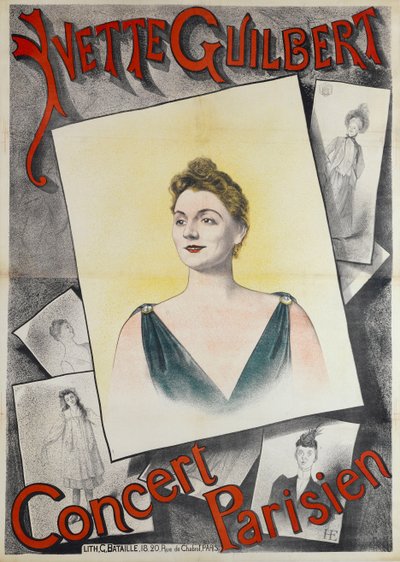 Yvette Guilbert párizsi koncert, 1890. alkotó: Edmond Marie Höner