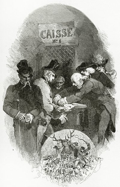 Emargement - illusztráció Napoléon le Petit-től, 19. század (fekete-fehér metszet) alkotó: Edmond Morin