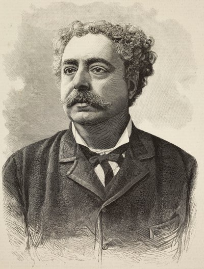 Edmondo De Amicis (1846-1908) olasz szerző portréja, E Mancastroppa metszet Schemboche fényképéből a L