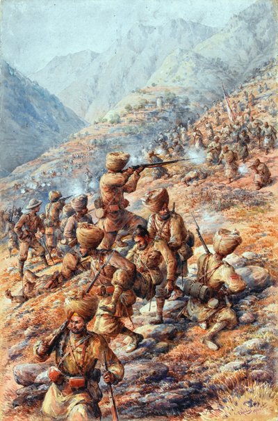 A bengáli gyalogság 35. (szikh) ezrede, Malakand Field Force, visszaverik a törzsek támadását alkotó: Edmund Arthur Ponsonby Hobday