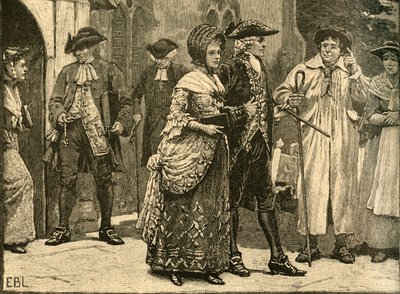 Jelmezek III. György uralkodásának kezdetén, az 1760-as évek elején, 1890 körül. alkotó: Edmund Blair Leighton