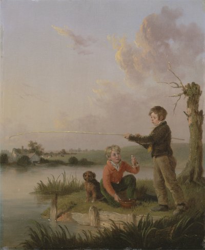 Fiatal horgászok (olaj a panelen) alkotó: Edmund Bristow
