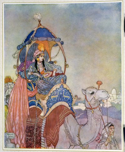 Egy hercegnő egy tevén lovagol alkotó: Edmund Dulac