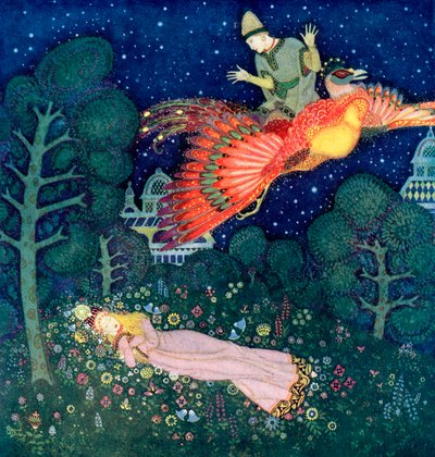 Illusztráció az orosz meséhez: Tűzmadár alkotó: Edmund Dulac