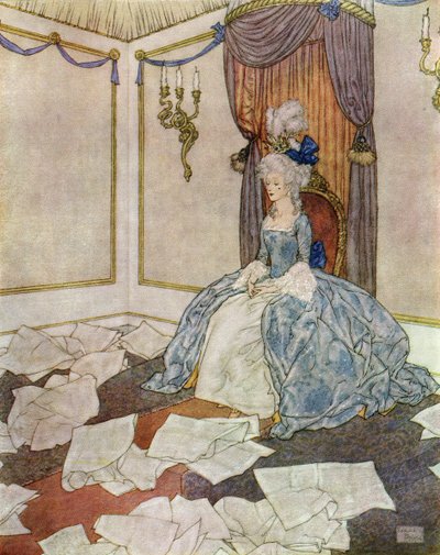 Elolvasta a világ összes újságját, és újra elfelejtette őket, olyan okos ő, címlapkép a "Hókirálynőből". alkotó: Edmund Dulac