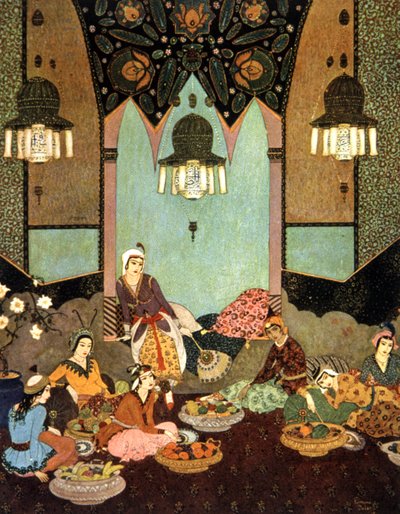 a gyümölcsök szobája, Szindbád a tengerész alkotó: Edmund Dulac