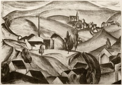 Táj házakkal alkotó: Edmund Fabry