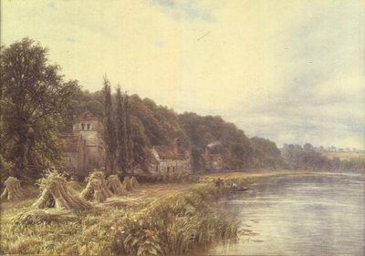 Folyóparti falu horgászfigurákkal alkotó: Edmund George Warren