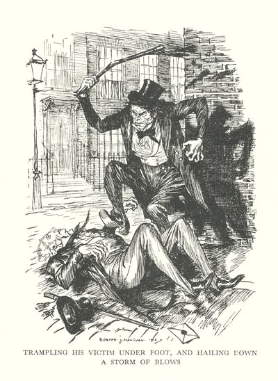 Illusztráció R. L. Stevenson The Strange Case of Dr. Jekyll  Mr. Hyde című könyvéhez (litográfia) alkotó: Edmund Joseph (after) Sullivan