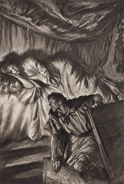William Shakespeare: Cymbeline, II. felvonás, 2. jelenet (litográfia) alkotó: Edmund Joseph (after) Sullivan